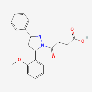 molecular formula C20H20N2O4 B15110136 4-[5-(2-methoxyphenyl)-3-phenyl-4,5-dihydro-1H-pyrazol-1-yl]-4-oxobutanoic acid 