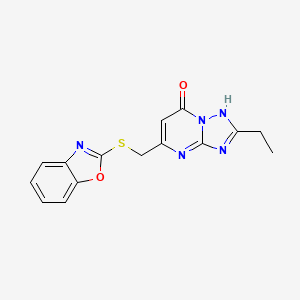 molecular formula C15H13N5O2S B15110148 5-[(1,3-Benzoxazol-2-ylsulfanyl)methyl]-2-ethyl[1,2,4]triazolo[1,5-a]pyrimidin-7-ol 