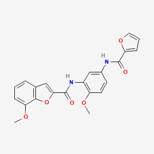 molecular formula C22H18N2O6 B15110171 N-{5-[(furan-2-ylcarbonyl)amino]-2-methoxyphenyl}-7-methoxy-1-benzofuran-2-carboxamide 