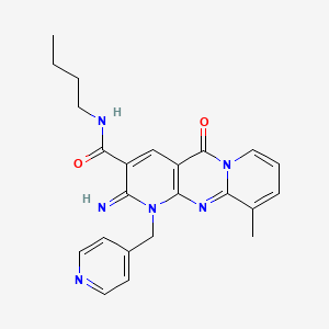 molecular formula C23H24N6O2 B15110178 N-butyl-6-imino-11-methyl-2-oxo-7-[(pyridin-4-yl)methyl]-1,7,9-triazatricyclo[8.4.0.0^{3,8}]tetradeca-3(8),4,9,11,13-pentaene-5-carboxamide 