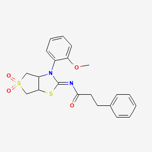 molecular formula C21H22N2O4S2 B15110200 N-[(2Z)-3-(2-methoxyphenyl)-5,5-dioxidotetrahydrothieno[3,4-d][1,3]thiazol-2(3H)-ylidene]-3-phenylpropanamide 