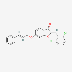 molecular formula C24H16Cl2O3 B15110214 (2Z)-2-(2,6-dichlorobenzylidene)-6-{[(2E)-3-phenylprop-2-en-1-yl]oxy}-1-benzofuran-3(2H)-one 