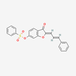 molecular formula C23H16O5S B15110235 2-((2E)-3-phenylprop-2-enylidene)-3-oxobenzo[3,4-b]furan-6-yl benzenesulfonate 