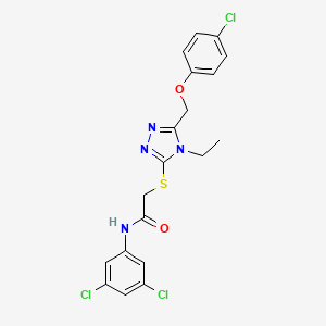 molecular formula C19H17Cl3N4O2S B15110251 2-({5-[(4-chlorophenoxy)methyl]-4-ethyl-4H-1,2,4-triazol-3-yl}sulfanyl)-N-(3,5-dichlorophenyl)acetamide 