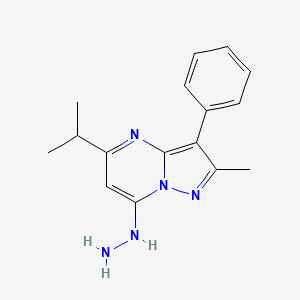 molecular formula C16H19N5 B15110266 (5-Isopropyl-2-methyl-3-phenyl-pyrazolo[1,5-a]pyrimidin-7-yl)-hydrazine 