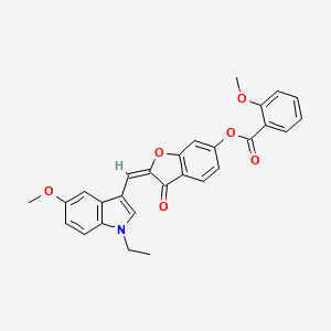 (2E)-2-[(1-ethyl-5-methoxy-1H-indol-3-yl)methylidene]-3-oxo-2,3-dihydro-1-benzofuran-6-yl 2-methoxybenzoate