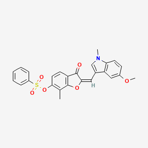 (2E)-2-[(5-methoxy-1-methyl-1H-indol-3-yl)methylidene]-7-methyl-3-oxo-2,3-dihydro-1-benzofuran-6-yl benzenesulfonate