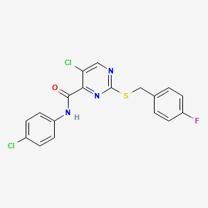 5-chloro-N-(4-chlorophenyl)-2-[(4-fluorobenzyl)sulfanyl]pyrimidine-4-carboxamide