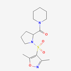 molecular formula C15H23N3O4S B15110335 1-[(3,5-Dimethylisoxazol-4-yl)sulfonyl]pyrrolidin-2-yl piperidyl ketone 