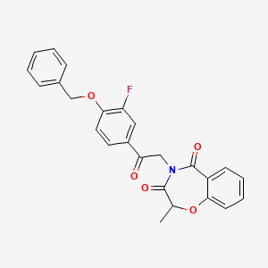 molecular formula C25H20FNO5 B15110353 4-{2-[4-(benzyloxy)-3-fluorophenyl]-2-oxoethyl}-2-methyl-1,4-benzoxazepine-3,5(2H,4H)-dione 