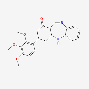 molecular formula C22H24N2O4 B15110400 1H-Dibenzo[b,e][1,4]diazepin-1-one, 2,3,4,4a,5,11a-hexahydro-3-(2,3,4-trimethoxyphenyl)- CAS No. 1428139-22-3