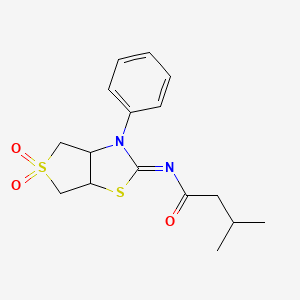 molecular formula C16H20N2O3S2 B15110436 N-[(2Z)-5,5-dioxido-3-phenyltetrahydrothieno[3,4-d][1,3]thiazol-2(3H)-ylidene]-3-methylbutanamide 