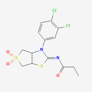 (Z)-N-(3-(3,4-dichlorophenyl)-5,5-dioxidotetrahydrothieno[3,4-d]thiazol-2(3H)-ylidene)propionamide