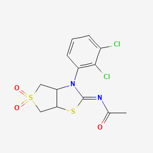 molecular formula C13H12Cl2N2O3S2 B15110509 (Z)-N-(3-(2,3-dichlorophenyl)-5,5-dioxidotetrahydrothieno[3,4-d]thiazol-2(3H)-ylidene)acetamide 