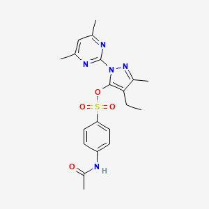 molecular formula C20H23N5O4S B15110522 1-(4,6-dimethylpyrimidin-2-yl)-4-ethyl-3-methyl-1H-pyrazol-5-yl 4-(acetylamino)benzenesulfonate 