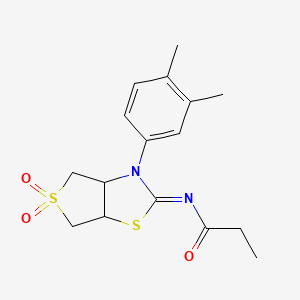 N-[(2Z)-3-(3,4-dimethylphenyl)-5,5-dioxidotetrahydrothieno[3,4-d][1,3]thiazol-2(3H)-ylidene]propanamide