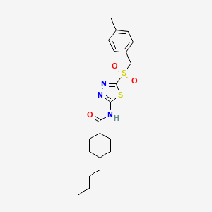 molecular formula C21H29N3O3S2 B15110616 4-butyl-N-(5-((4-methylbenzyl)sulfonyl)-1,3,4-thiadiazol-2-yl)cyclohexanecarboxamide 