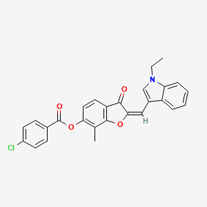 (2E)-2-[(1-ethyl-1H-indol-3-yl)methylidene]-7-methyl-3-oxo-2,3-dihydro-1-benzofuran-6-yl 4-chlorobenzoate