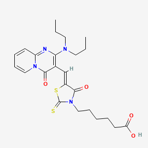 6-[(5Z)-5-{[2-(dipropylamino)-4-oxo-4H-pyrido[1,2-a]pyrimidin-3-yl]methylidene}-4-oxo-2-thioxo-1,3-thiazolidin-3-yl]hexanoic acid