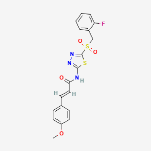 molecular formula C19H16FN3O4S2 B15110682 (2E)-N-{5-[(2-fluorobenzyl)sulfonyl]-1,3,4-thiadiazol-2-yl}-3-(4-methoxyphenyl)prop-2-enamide 