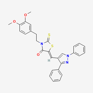 molecular formula C29H25N3O3S2 B15110764 (5Z)-3-[2-(3,4-dimethoxyphenyl)ethyl]-5-[(1,3-diphenyl-1H-pyrazol-4-yl)methylidene]-2-thioxo-1,3-thiazolidin-4-one 