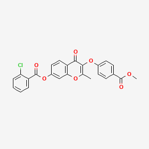 3-(4-(methoxycarbonyl)phenoxy)-2-methyl-4-oxo-4H-chromen-7-yl 2-chlorobenzoate