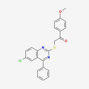 molecular formula C23H17ClN2O2S B15110772 2-[(6-Chloro-4-phenylquinazolin-2-yl)sulfanyl]-1-(4-methoxyphenyl)ethanone 