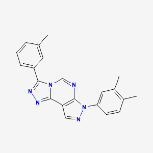 molecular formula C21H18N6 B15110870 10-(3,4-Dimethylphenyl)-5-(3-methylphenyl)-3,4,6,8,10,11-hexaazatricyclo[7.3.0.0^{2,6}]dodeca-1(9),2,4,7,11-pentaene 