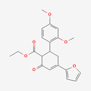 molecular formula C21H22O6 B15110918 Ethyl 6-(2,4-dimethoxyphenyl)-4-(furan-2-yl)-2-oxocyclohex-3-ene-1-carboxylate 