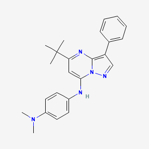 molecular formula C24H27N5 B15110941 N'-(5-tert-butyl-3-phenylpyrazolo[1,5-a]pyrimidin-7-yl)-N,N-dimethylbenzene-1,4-diamine 