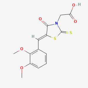 molecular formula C14H13NO5S2 B15111009 [(5Z)-5-(2,3-dimethoxybenzylidene)-4-oxo-2-thioxo-1,3-thiazolidin-3-yl]acetic acid 