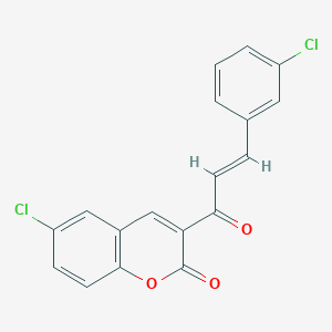 molecular formula C18H10Cl2O3 B15111011 (E)-6-chloro-3-(3-(3-chlorophenyl)acryloyl)-2H-chromen-2-one 