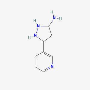 molecular formula C8H12N4 B15111018 5-Pyridin-3-ylpyrazolidin-3-amine 