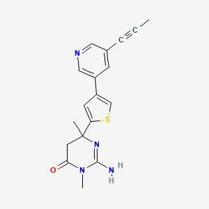 molecular formula C18H18N4OS B15111069 2-amino-3,6-dimethyl-6-[4-(5-prop-1-ynylpyridin-3-yl)thiophen-2-yl]-5H-pyrimidin-4-one 