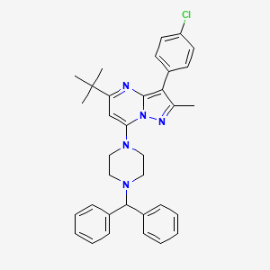 molecular formula C34H36ClN5 B15111071 5-Tert-butyl-3-(4-chlorophenyl)-7-[4-(diphenylmethyl)piperazin-1-yl]-2-methylpyrazolo[1,5-a]pyrimidine 