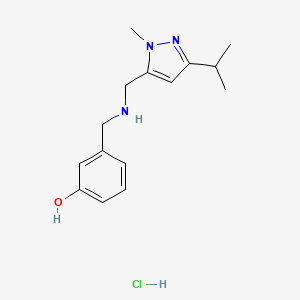 molecular formula C15H22ClN3O B15111074 3-({[(3-isopropyl-1-methyl-1H-pyrazol-5-yl)methyl]amino}methyl)phenol 