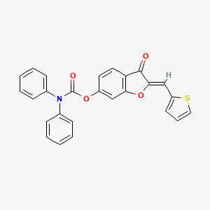 (2Z)-3-oxo-2-(thiophen-2-ylmethylidene)-2,3-dihydro-1-benzofuran-6-yl diphenylcarbamate