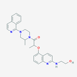 molecular formula C28H31N5O3 B15111153 1-Propanone, 2-[[2-[(2-hydroxyethyl)amino]-5-quinolinyl]oxy]-1-[(2R)-4-(1-isoquinolinyl)-2-methyl-1-piperazinyl]-, (2S)- 