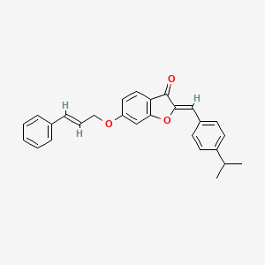 (2Z)-6-{[(2E)-3-phenylprop-2-en-1-yl]oxy}-2-[4-(propan-2-yl)benzylidene]-1-benzofuran-3(2H)-one