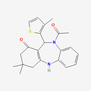 10-acetyl-3,3-dimethyl-11-(3-methylthiophen-2-yl)-2,3,4,5,10,11-hexahydro-1H-dibenzo[b,e][1,4]diazepin-1-one