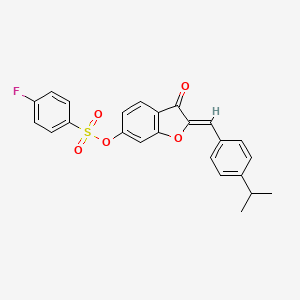 (2Z)-3-oxo-2-[4-(propan-2-yl)benzylidene]-2,3-dihydro-1-benzofuran-6-yl 4-fluorobenzenesulfonate