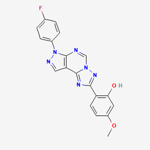 molecular formula C19H13FN6O2 B15111281 2-[10-(4-Fluorophenyl)-3,5,6,8,10,11-hexaazatricyclo[7.3.0.0^{2,6}]dodeca-1(9),2,4,7,11-pentaen-4-yl]-5-methoxyphenol 