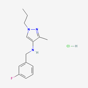 molecular formula C14H19ClFN3 B15111318 N-[(3-fluorophenyl)methyl]-3-methyl-1-propylpyrazol-4-amine;hydrochloride 