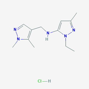 molecular formula C12H20ClN5 B15111327 N-[(1,5-dimethylpyrazol-4-yl)methyl]-2-ethyl-5-methylpyrazol-3-amine;hydrochloride 