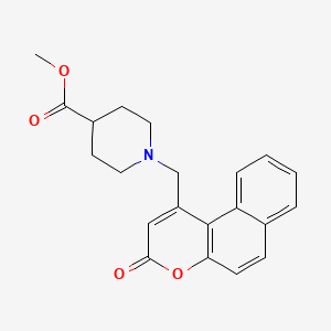 molecular formula C21H21NO4 B15111377 methyl 1-((3-oxo-3H-benzo[f]chromen-1-yl)methyl)piperidine-4-carboxylate 