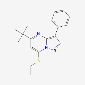 molecular formula C19H23N3S B15111382 5-Tert-butyl-7-(ethylsulfanyl)-2-methyl-3-phenylpyrazolo[1,5-a]pyrimidine 