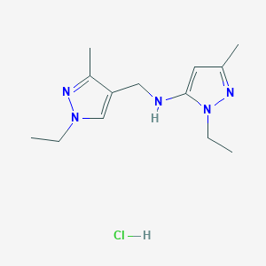 molecular formula C13H22ClN5 B15111387 2-ethyl-N-[(1-ethyl-3-methylpyrazol-4-yl)methyl]-5-methylpyrazol-3-amine;hydrochloride 