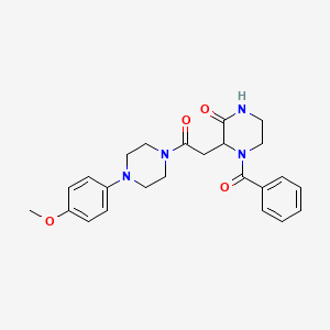 molecular formula C24H28N4O4 B15111400 3-{2-[4-(4-Methoxyphenyl)piperazin-1-yl]-2-oxoethyl}-4-(phenylcarbonyl)piperazin-2-one 