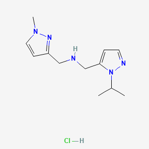 molecular formula C12H20ClN5 B15111411 1-(1-isopropyl-1H-pyrazol-5-yl)-N-[(1-methyl-1H-pyrazol-3-yl)methyl]methanamine 