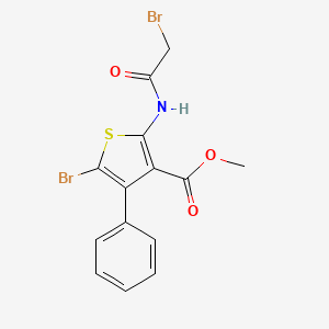 molecular formula C14H11Br2NO3S B15111489 3-Thiophenecarboxylic acid, 5-bromo-2-[(2-bromoacetyl)amino]-4-phenyl-, methyl ester CAS No. 893722-04-8